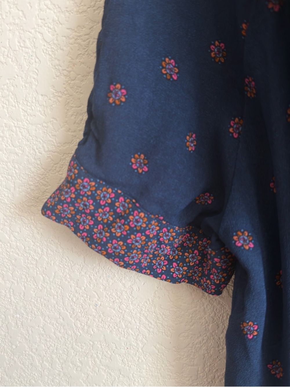 French Connection Mixed Floral Boho V-Neck Mini Dress Size 8 Navy Pink Orange - Picture 16 of 16